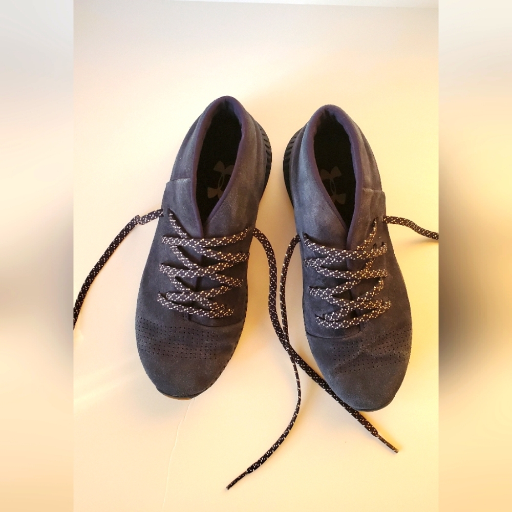 Under Armour Sneakers Blue Suede Mid Top Veloce Fashion Shoes Size 7